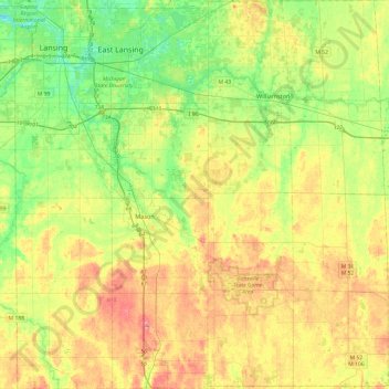 Ingham County地形图、海拔、地势