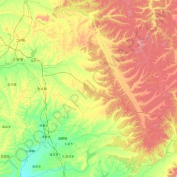 北安市地形图、海拔、地势