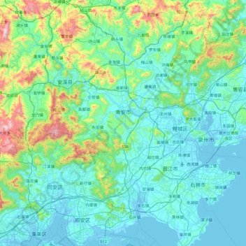 南安市地形图、海拔、地势