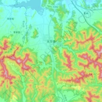 太华镇地形图、海拔、地势