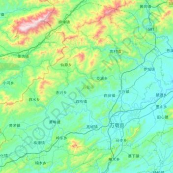 万载县地形图、海拔、地势