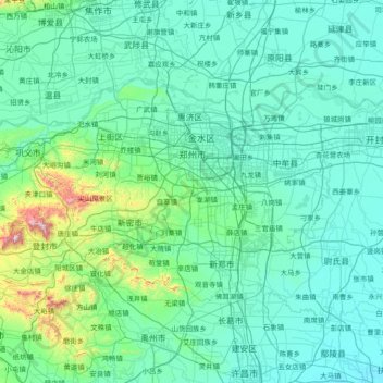 郑州市地形图、海拔、地势