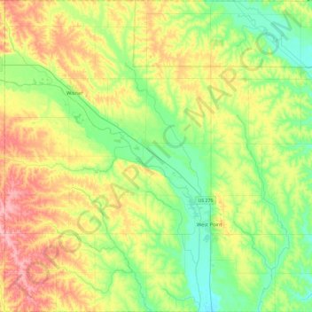 Cuming County地形图、海拔、地势