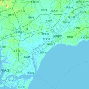 吴川市地形图、海拔、地势