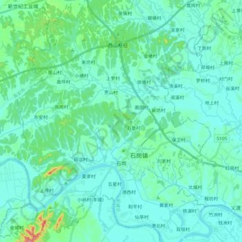 石岗镇地形图、海拔、地势