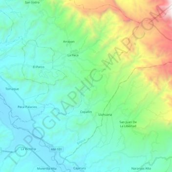 Copallin地形图、海拔、地势