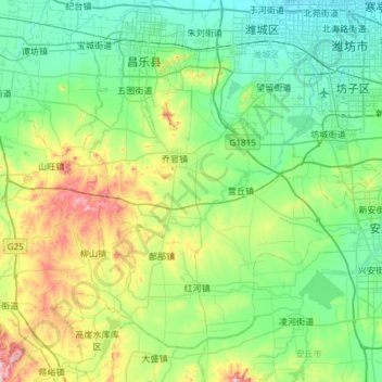 昌乐县地形图、海拔、地势