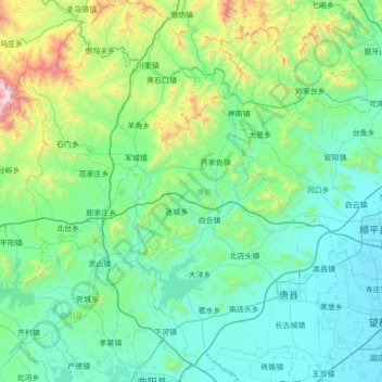 唐县地形图、海拔、地势