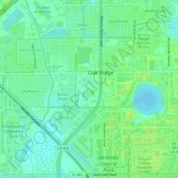 Oak Ridge地形图、海拔、地势