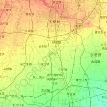 固安县地形图、海拔、地势