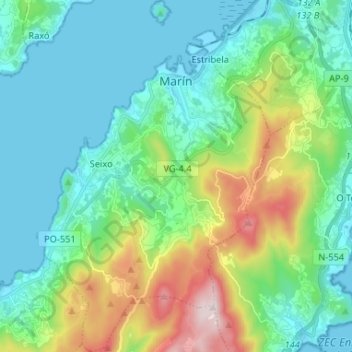 Marín地形图、海拔、地势