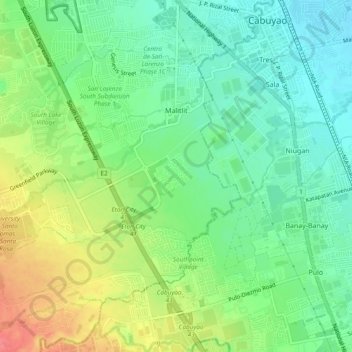 Malitlit地形图、海拔、地势
