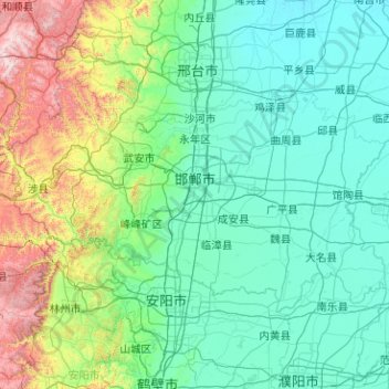 邯郸市地形图、海拔、地势
