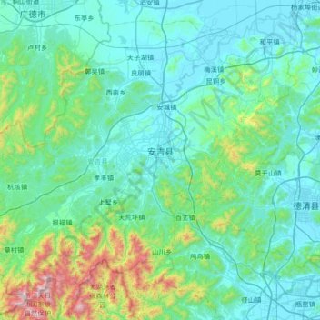 安吉县地形图、海拔、地势