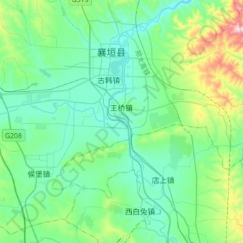 王桥镇地形图、海拔、地势