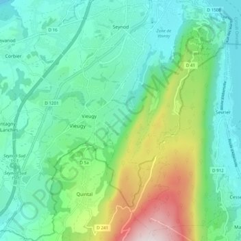 Seynod地形图、海拔、地势