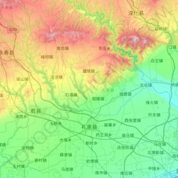 礼泉县地形图、海拔、地势