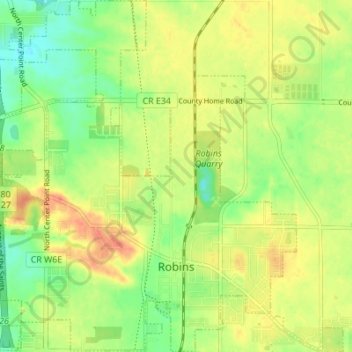 Robins地形图、海拔、地势