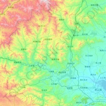 平山县地形图、海拔、地势