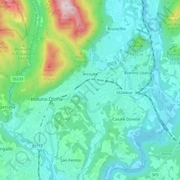 Arcisate地形图、海拔、地势