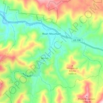 Roan Mountain地形图、海拔、地势