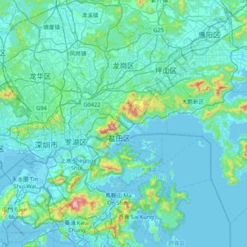 龙岗区地形图、海拔、地势