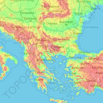 巴尔干半岛 / 巴爾幹半島地形图、海拔、地势