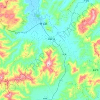 三县岭镇地形图、海拔、地势