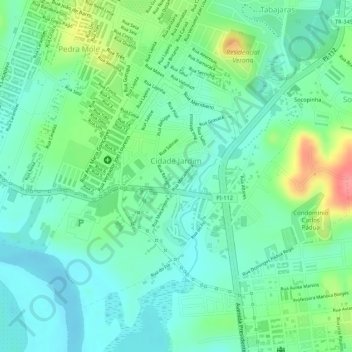 Cidade Jardim地形图、海拔、地势