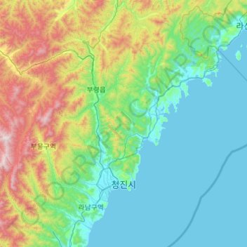 清津市地形图、海拔、地势