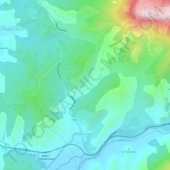Châteauredon地形图、海拔、地势