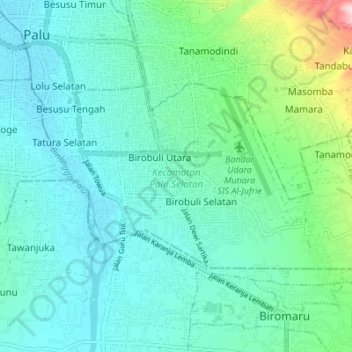 Kecamatan Palu Selatan地形图、海拔、地势