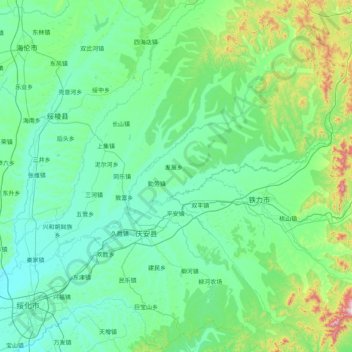 庆安县地形图、海拔、地势