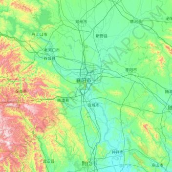 襄阳市地形图、海拔、地势