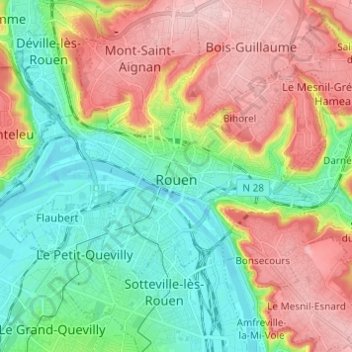 鲁昂地形图、海拔、地势