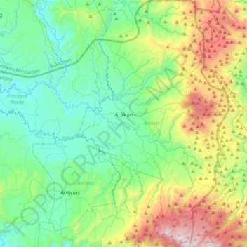 Arakan地形图、海拔、地势