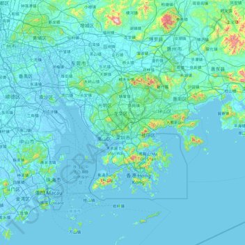 深圳市地形图、海拔、地势