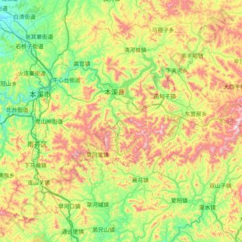 本溪满族自治县地形图、海拔、地势