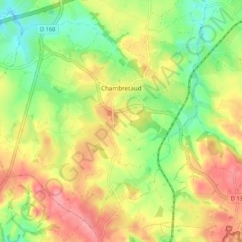 Chambretaud地形图、海拔、地势