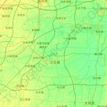 文安县地形图、海拔、地势