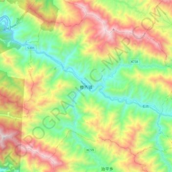 修齐镇地形图、海拔、地势