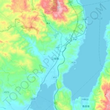 江城镇地形图、海拔、地势