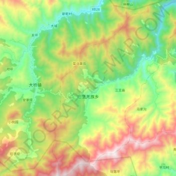 旧堡羌族乡地形图、海拔、地势