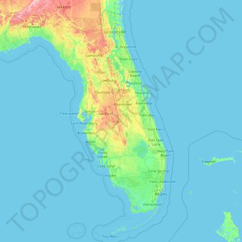 佛罗里达州/佛羅里達州地形图、海拔、地势