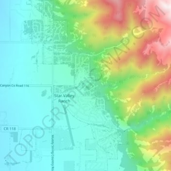Star Valley Ranch地形图、海拔、地势