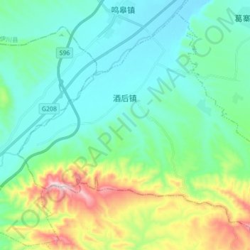 酒后镇地形图、海拔、地势