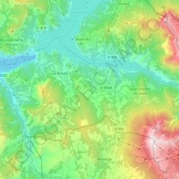 Ubaye-Serre-Ponçon地形图、海拔、地势