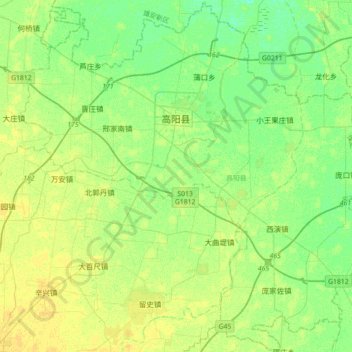 高阳县地形图、海拔、地势