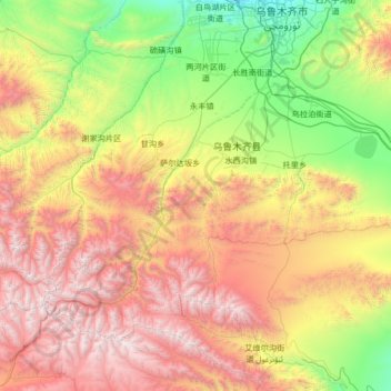 乌鲁木齐县地形图、海拔、地势