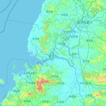 南浦市地形图、海拔、地势
